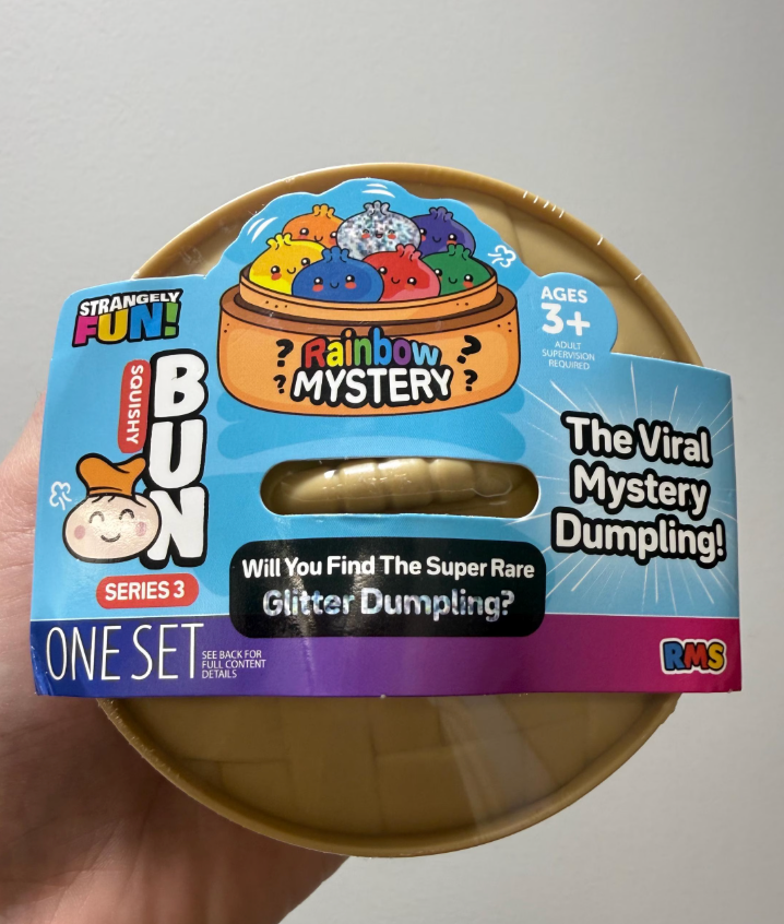 Mystery Dumpling Squishy package held in hand